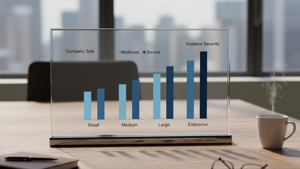 Cálculo de multas Ejemplo visual de cómo se calculan las multas según tamaño y gravedad de la infracción