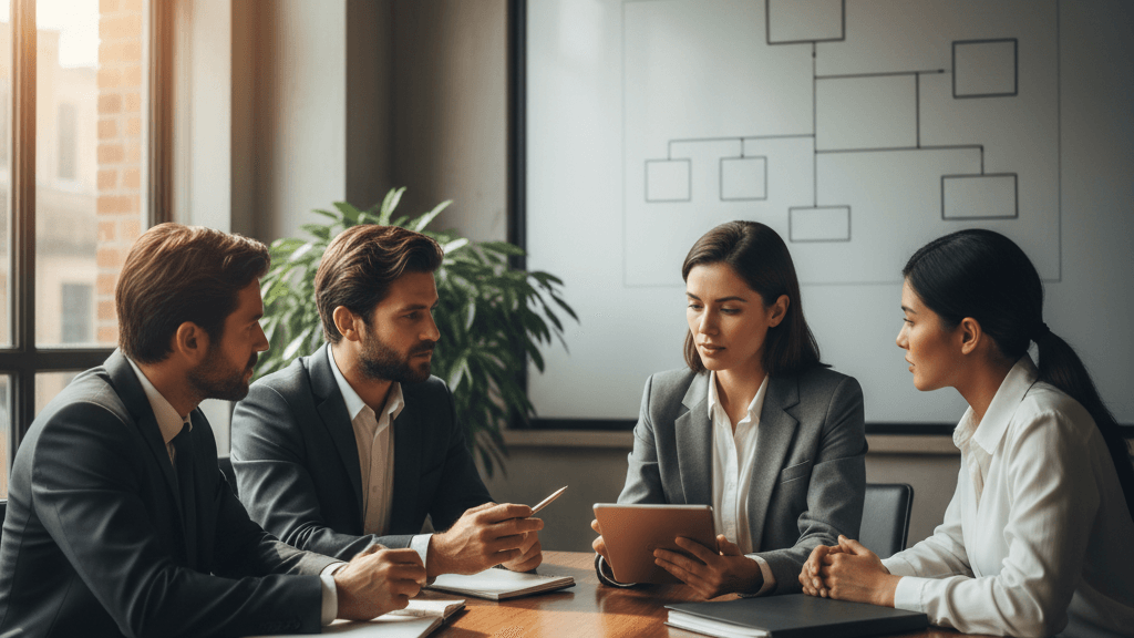 Comunicación confidencial Empleado entregando una denuncia confidencial a través de un formulario seguro