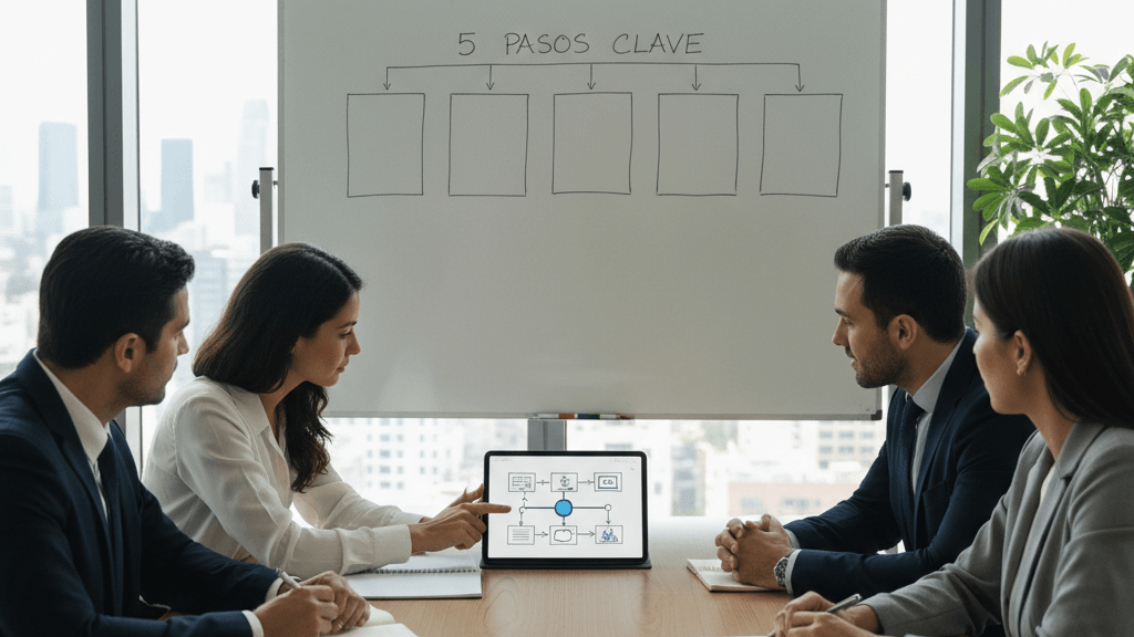 Diagrama de los 5 pasos clave para implementar un canal de denuncias efectivo