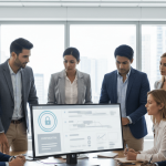 Imagen que muestra el mejor canal de denuncias para empresas, con profesionales revisando una plataforma digital segura que protege a los informantes