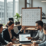 Imagen que ilustra el plazo para implantar canal de denuncias en España, mostrando un calendario con las fechas clave del 13 de junio y 1 de diciembre de 2023, un equipo empresarial revisando una lista de verificación de cumplimiento.