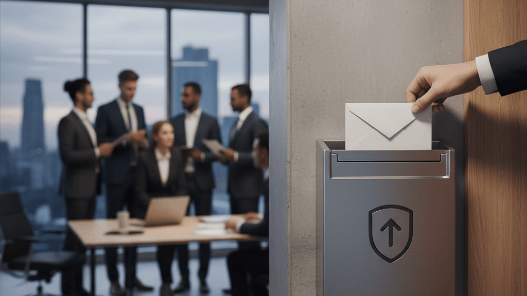 Canal de denuncias confidencial Ilustración de un Canal de Denuncias para empresas, facilitando reportes anónimos y cumplimiento normativo